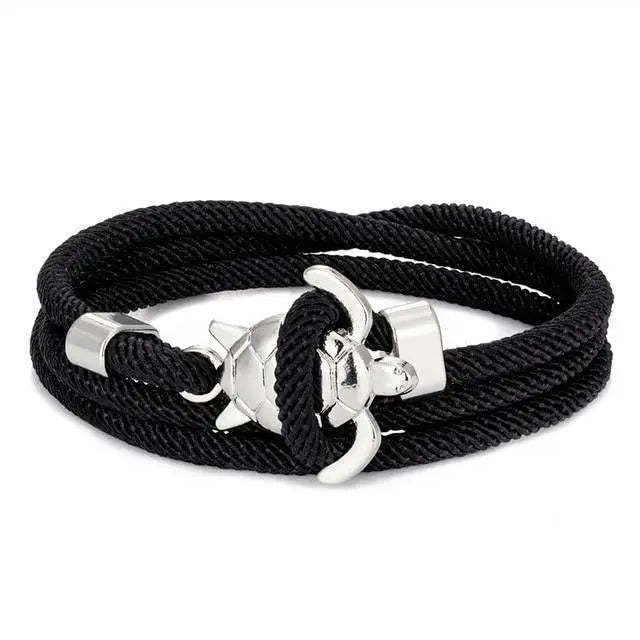 Detaljebillede af ankerlås på nautisk reb armbånd. Viser justerbarheden af dette unisex sommer smykke.