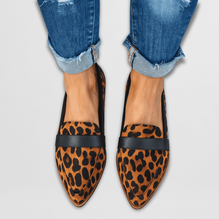 Moderigtige leopard-printede spidse loafers til kvinder, ortopædiske komfortsko perfekte til sommer og hverdag.