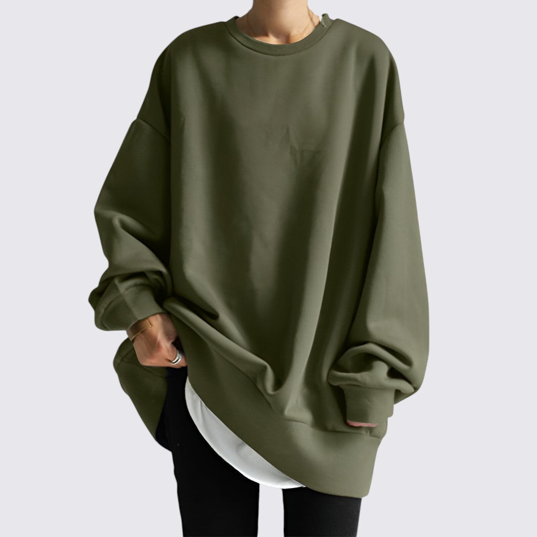 Ultimativ komfort med denne oversized dame sweatshirt. Rund hals og løs pasform til damer.