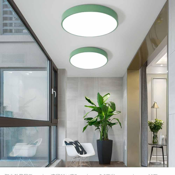 Hjemmeindretning med PastelRing LED loftlampe. Pastelfarvet, energibesparende, og moderne indendørs.