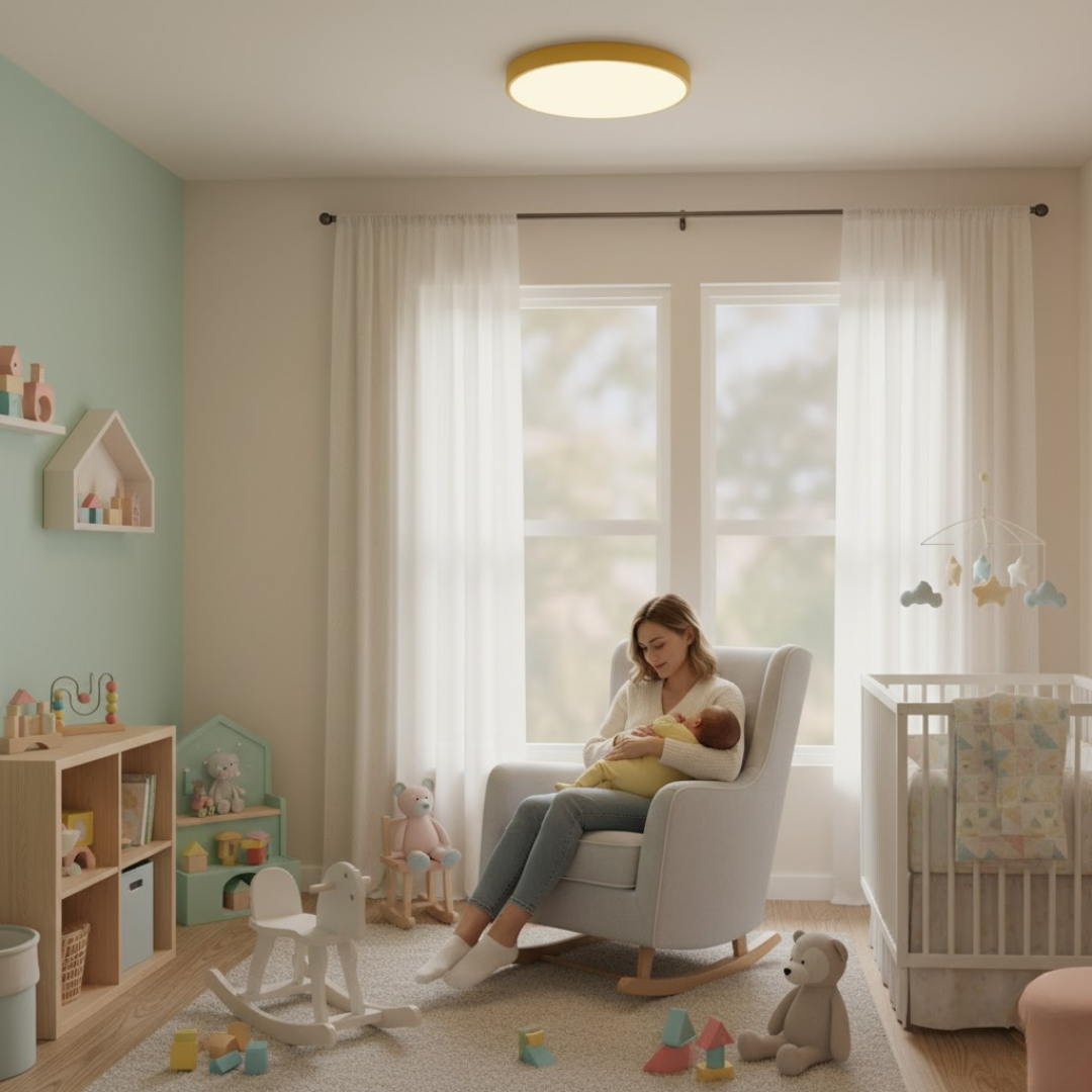Indendørs loftlampe PastelRing. Rundt design med pastelfarver og LED for stilfuld belysning.