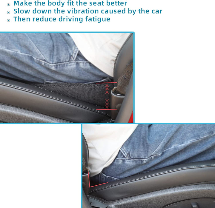 Sort memory foam bilsædehynde, der giver ekstra højde og komfort i bilen.