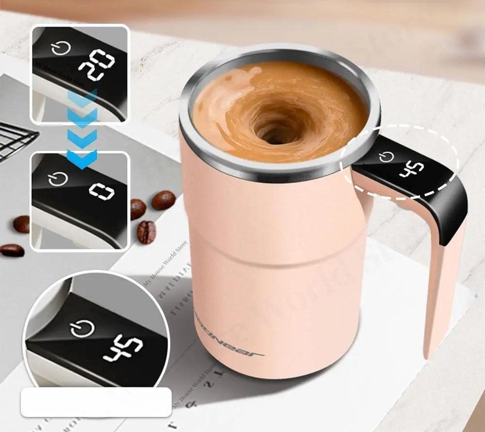 Automatisk kaffekop med intelligent blandefunktion. Sikrer perfekt blandet kaffe eller te på farten, genopladelig.