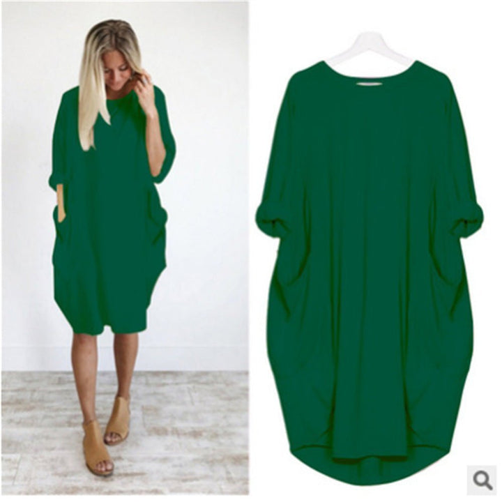 Elegant plus size kjole med lommer for kvinder, perfekt til fest eller hverdag.