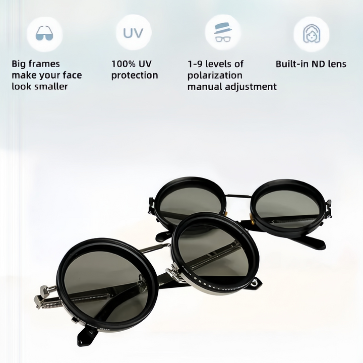Justerbare polariserede solbriller til kørsel. ND9 filter minimerer genskin, giver UV-beskyttelse for mænd og kvinder.