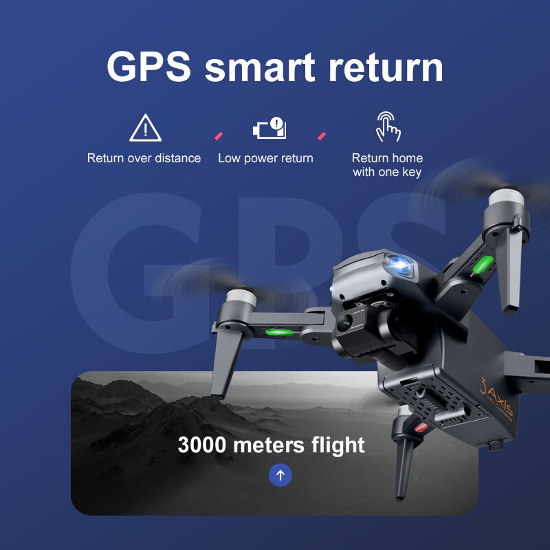 Professionel drone med dobbelt 8K-kamera, GPS, børsteløse motorer og stabilisering til udendørs luftfoto.