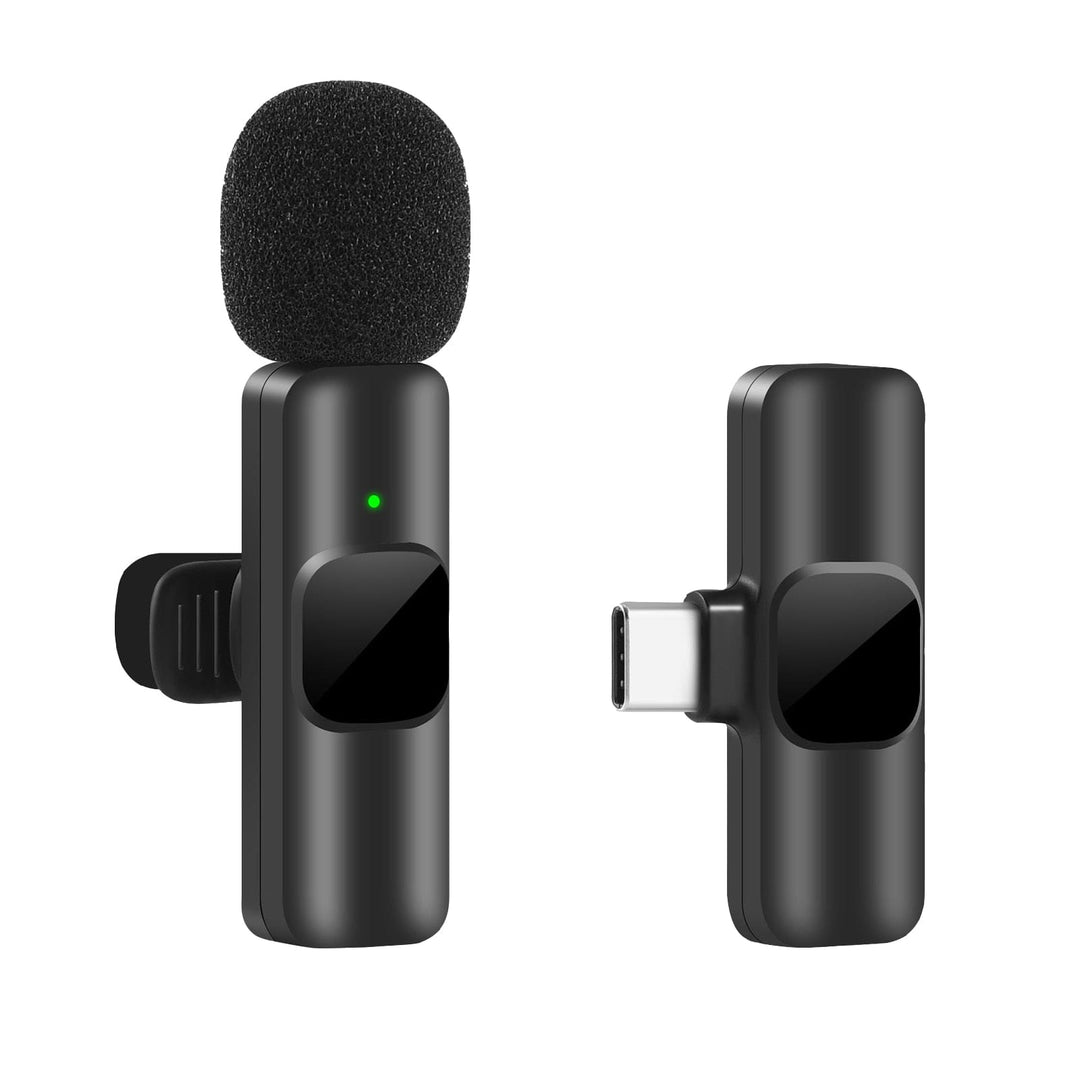 Kompakt trådløs clip-on mikrofon til mobil og laptop, ideel for lydoptagelse på farten.