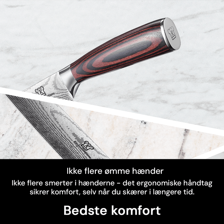 Skarpt kokkekniv, santokukniv & andre knive fra 8-dels professionelt køkkenknivsæt til madlavning.
