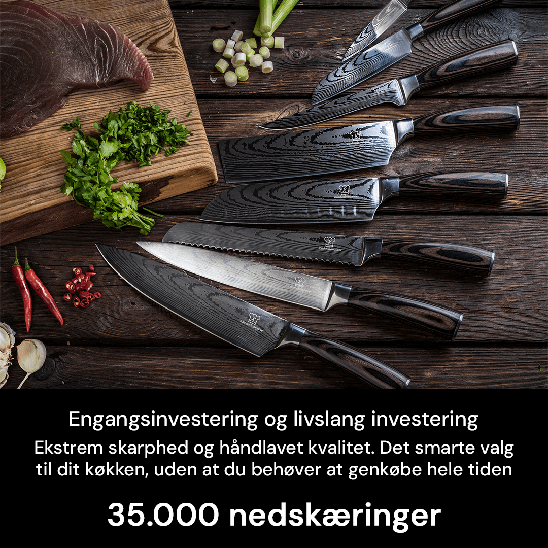 Klar til præcis madlavning med dette professionelle 8-dels køkkenknivsæt i rustfrit stål.