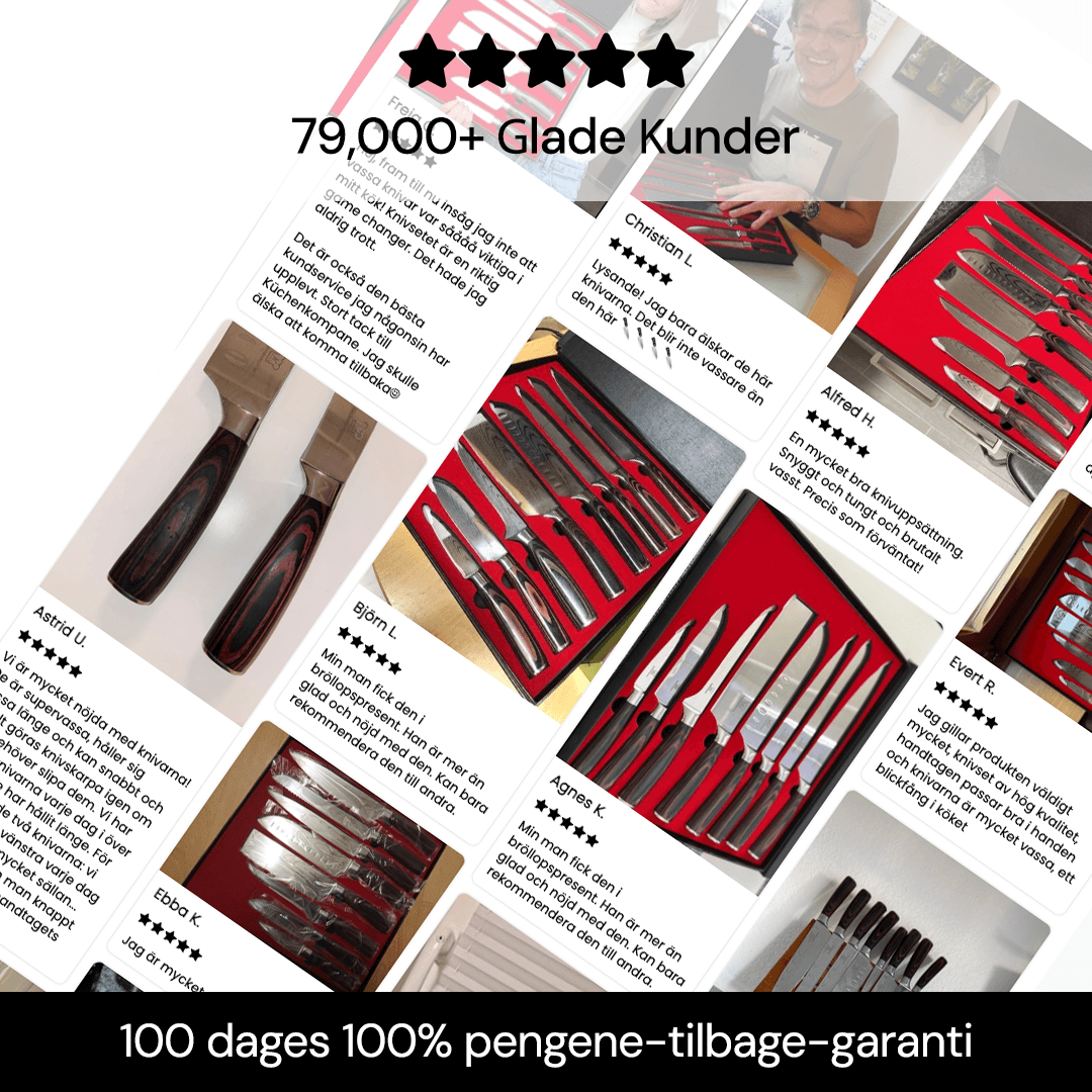 Elegante knive fra 8-dels professionelt køkkenknivsæt. Et must-have til madlavning.