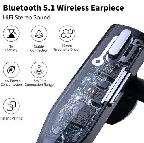 Unisex Bluetooth headset med støjreduktion, ideelt til handsfree samtaler på kontoret og under pendling.