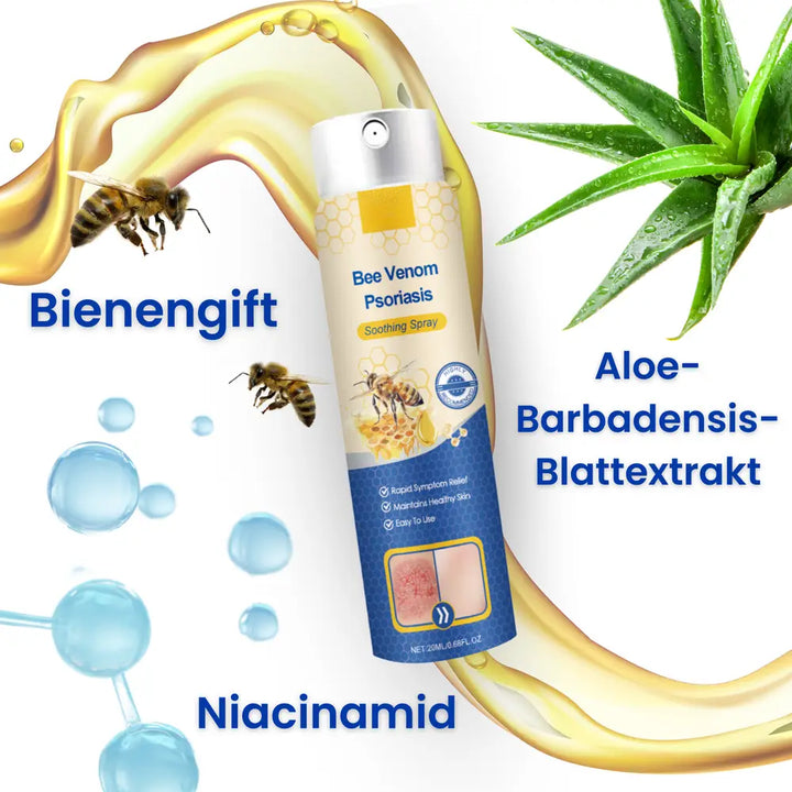 Beroligende hudpleje spray mod psoriasis og eksem. Giver intens lindring for tør, kløende og irriteret hud.