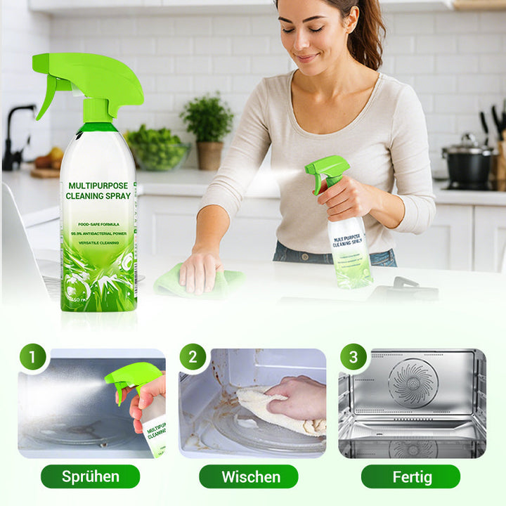 Nem rengøring med PureShine Multi-Action spray. Husholdningsrengøring for glans i alle rum.