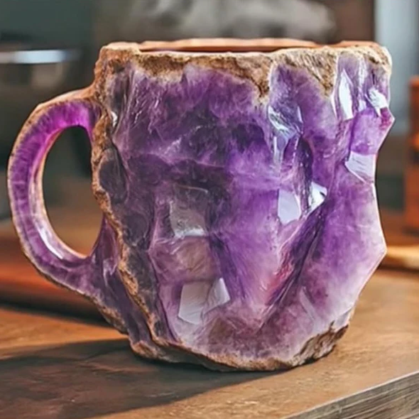 Unikt Quartzura kaffekrus med mineraldesign. Giv en stilfuld energigaveidé til køkkenet.