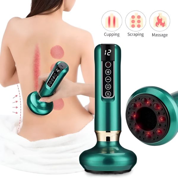 RadiancePulse massageapparat med infrarød varme og vakuum terapi for glattere hud og kropspleje.