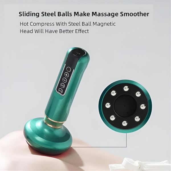 Kvinde bruger RadiancePulse cellulite massageapparat på lår. Til hudopstramning og glat hud.