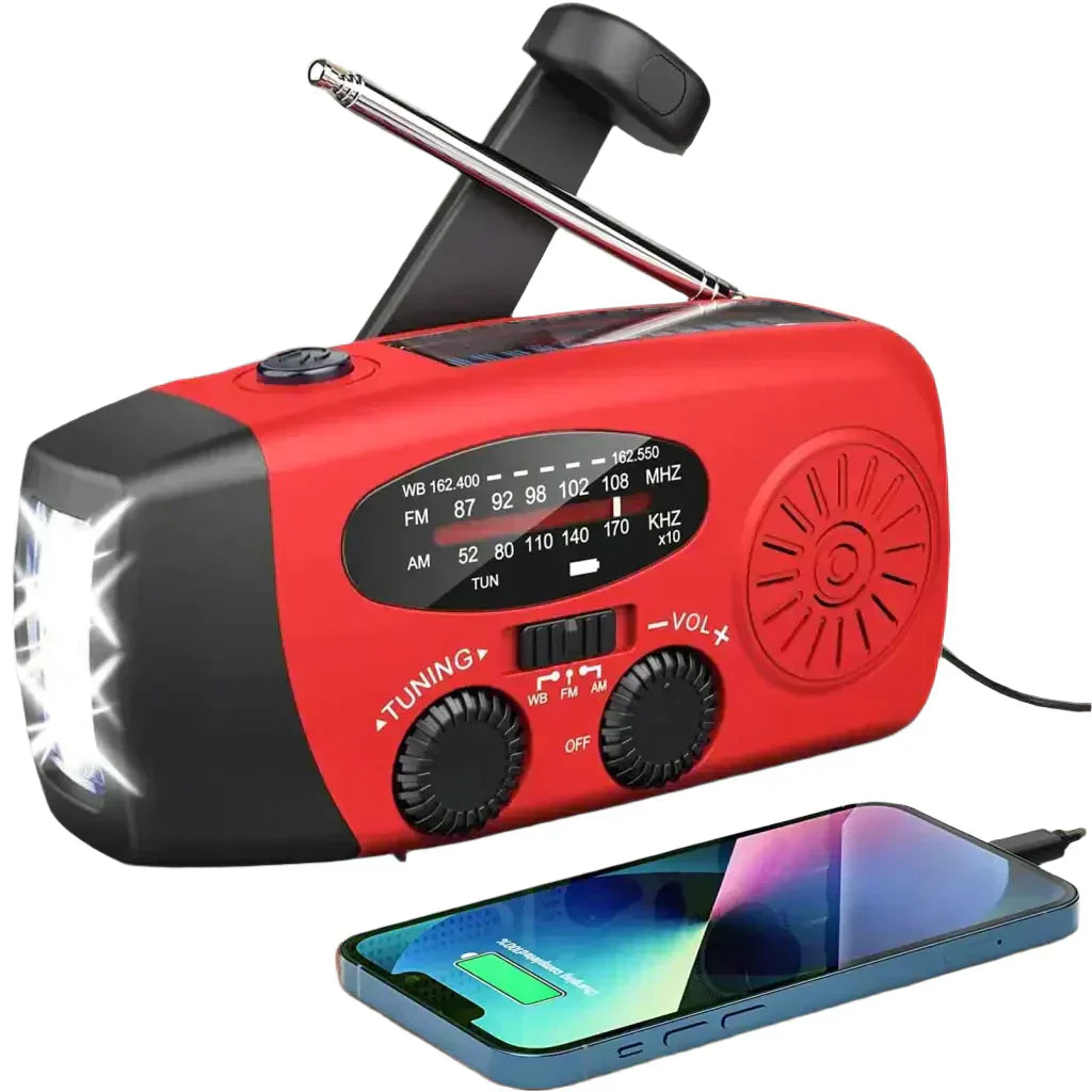 ReadyWave nødradio med håndsving, solpanel & powerbank. Pålideligt overlevelsesudstyr.