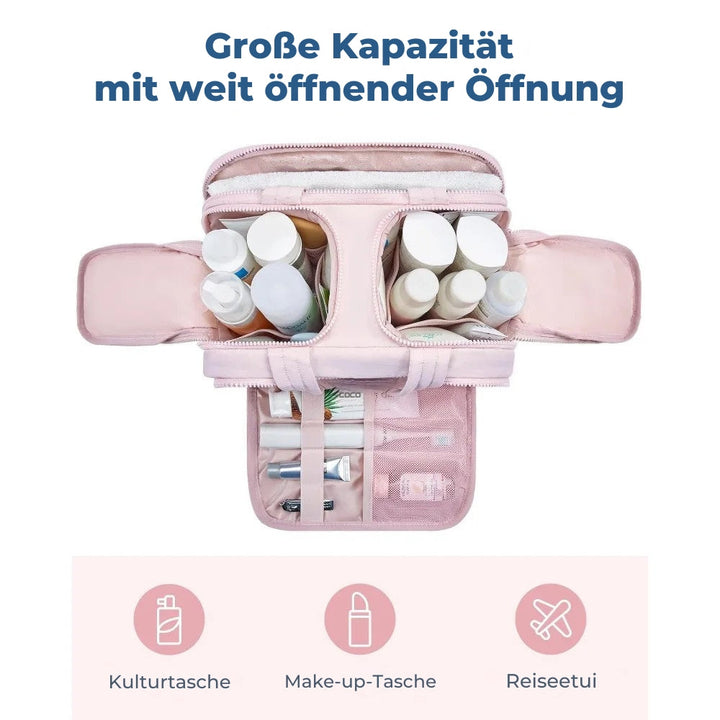 Letvægts rejsetaske til kvinder. Hold orden på badeværelset og rejs let med dine produkter.
