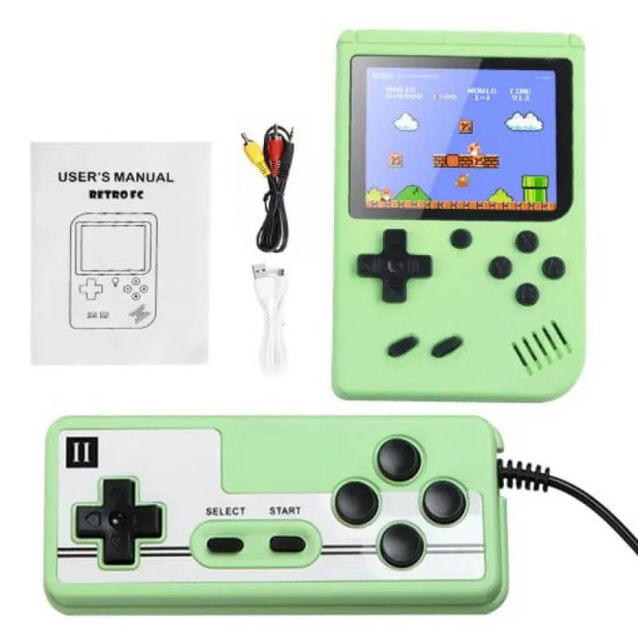 Bærbar spillekonsol med 500 klassiske spil, en fantastisk gaveidé til børn og gaming-entusiaster.