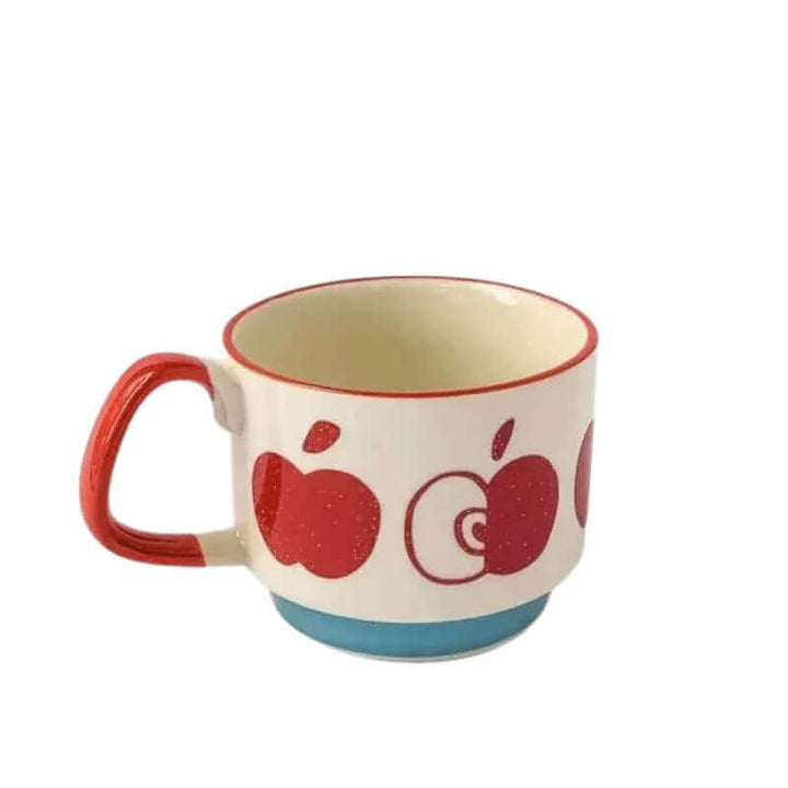 Farverige retro kaffekopper med mønstre i 50'er design og mid-century æstetik.