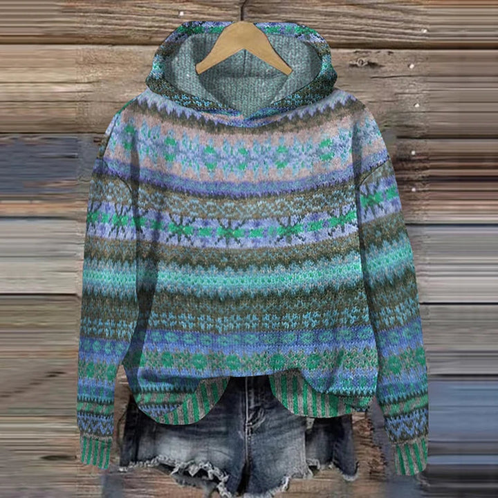 Hyggelig og trendy retro vintersweater til kvinder. Komfortabel trøje med vintage vibe, ideel til hverdag.