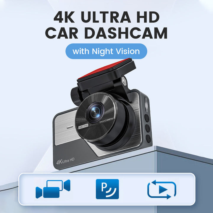 Kompakt RoadVigil 4K dashcam med kraftfulde funktioner for kørselsoptagelse og sikkerhed.