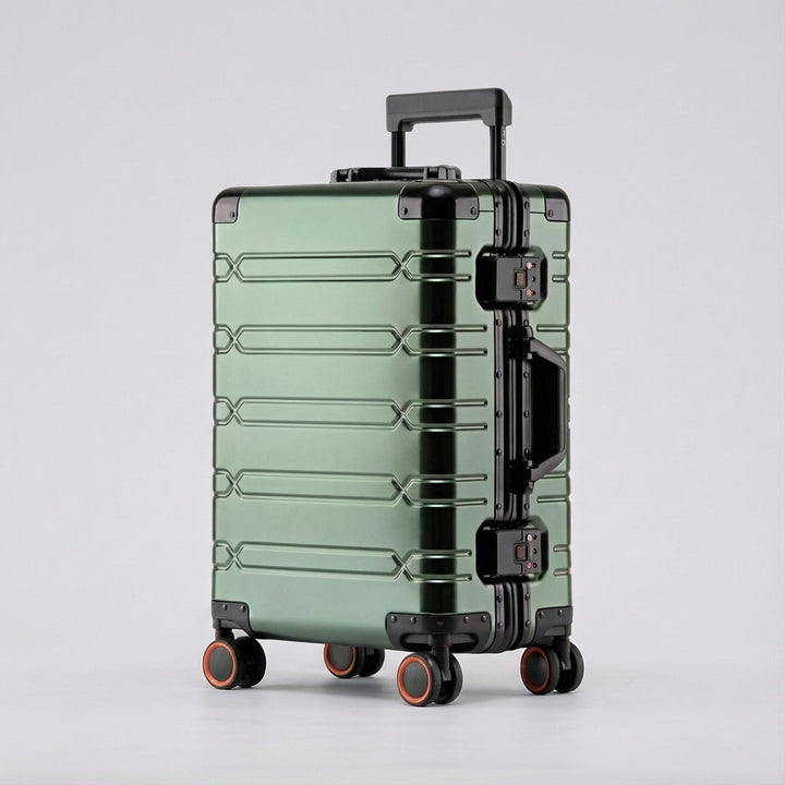 Elegant GlidePro rejsekuffert, robust design og 360° hjul for problemfri transport af bagage.