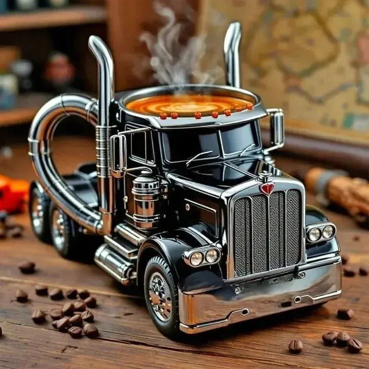 Robust trailermugg i rustfrit stål med unikt design til lastbiler.