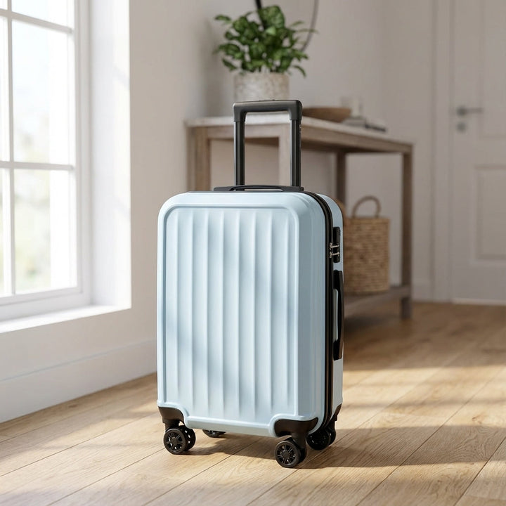 Robust Traveon rejsekuffert med riflet design til sikker bagage på ferien. Inkl. hjul og sikkerhedslås.