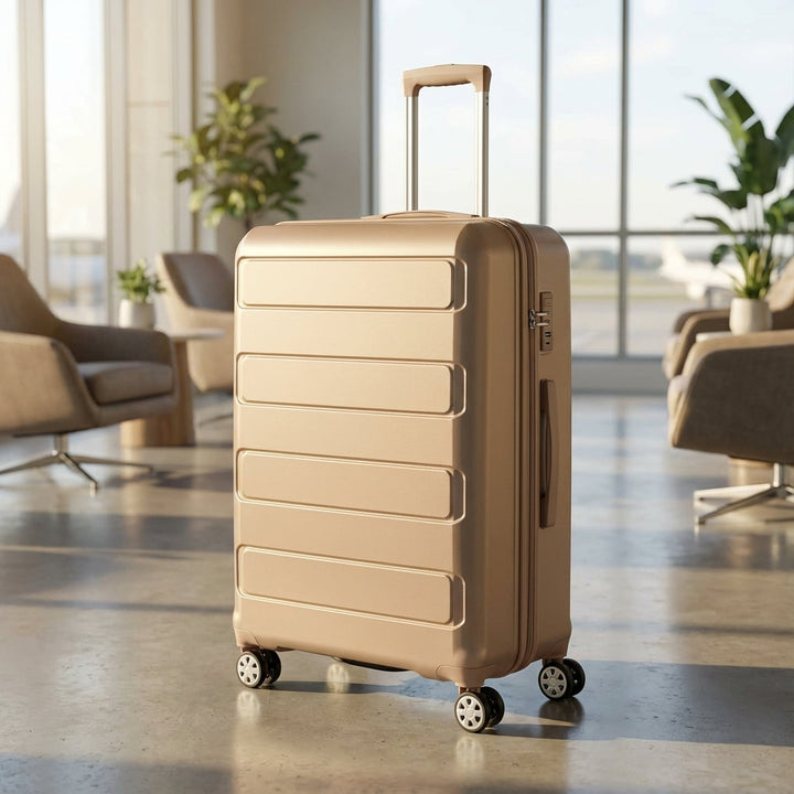 Robust unisex hardcase kuffert med udvidelse og spinnerhjul for nem håndtering af rejsebagage.
