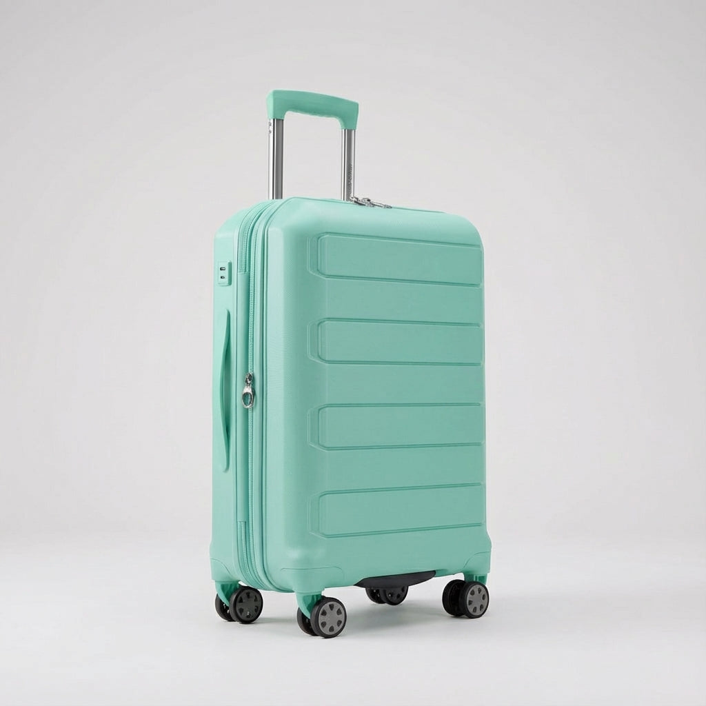 Funktionel hardcase kuffert med spinnerhjul og udvidelse, ideel til enhver form for rejsebagage.