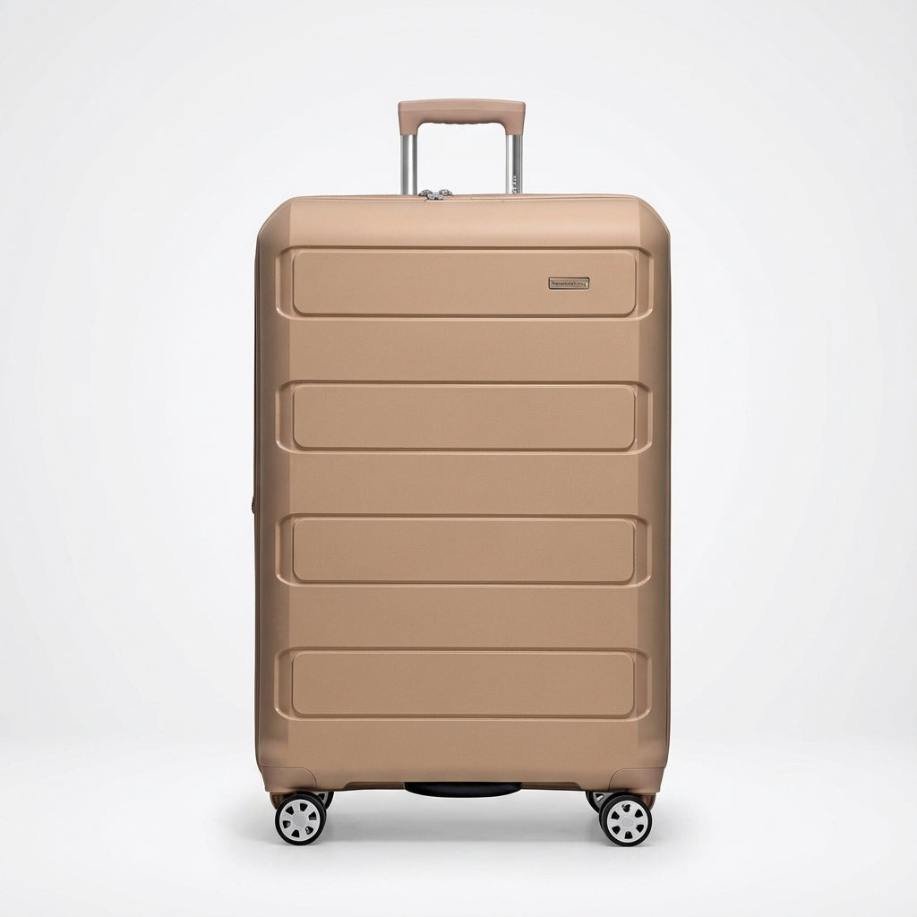 Moderne hardcase kuffert, udvidelig med spinnerhjul, ideel til sikker transport af din bagage.