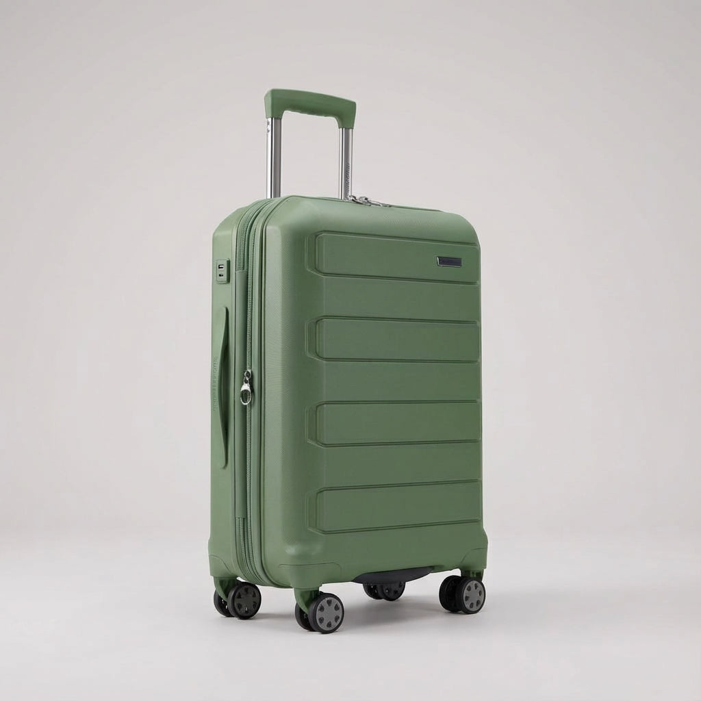 Holdbar hardcase rejsekuffert med spinnerhjul, perfekt til udvidelig opbevaring af din feriebagage.