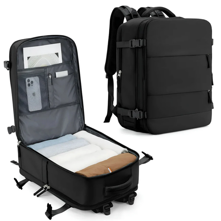 Det rummelige og organiserede indre i TravelMate håndbagagekufferten, klar til effektiv pakning af dit rejsegear.