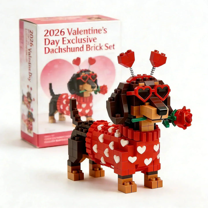Detaljeret gravhund byggesæt af plastikklodser, perfekt som valentinsgave og kreativ hobby for alle.
