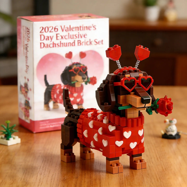 DIY gravhund byggesæt med hjerter. Den perfekte kreative valentinsgave til hundefans.