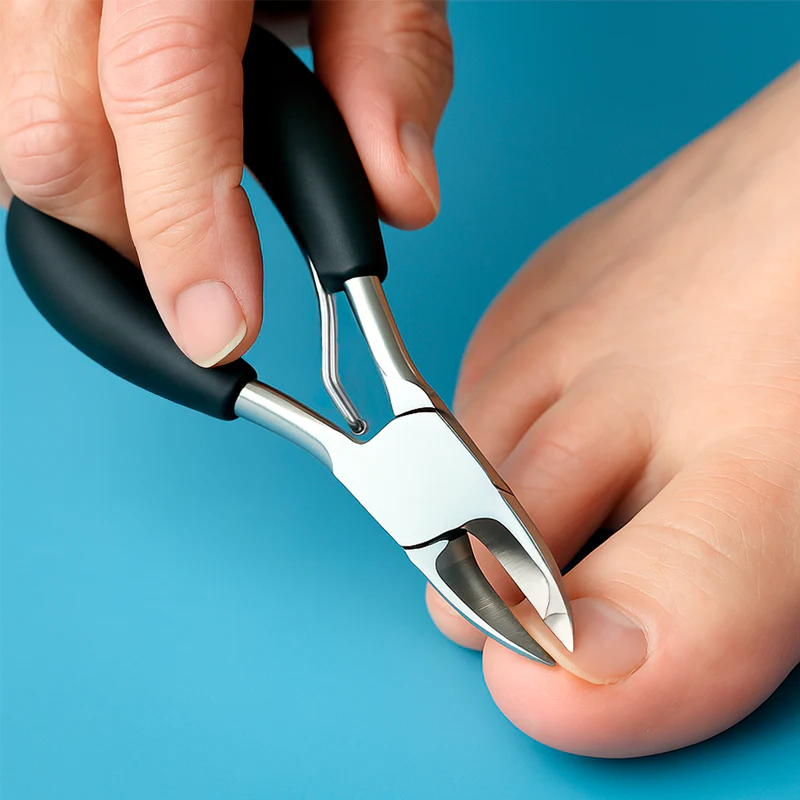 Sølvfarvet præcis negleklipper i rustfrit stål for fejlfri manicure og pedicure.