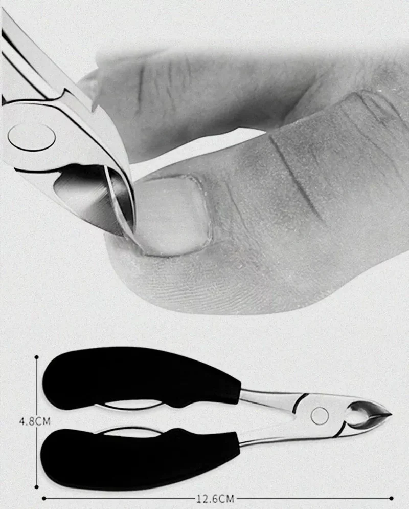 Ergonomisk negleklipper i rustfrit stål med skarpe blade til præcis trimning af negle.