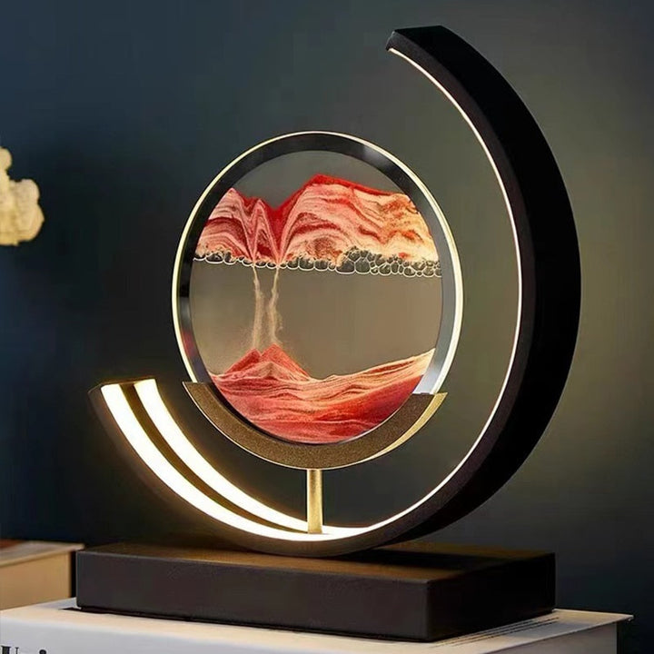 Sandbordlampe med afstressende lys, perfekt til hjemlig ro og afslapning.