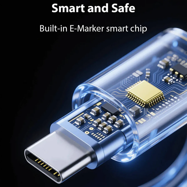 Fuldt udrullet selvoprulende magnetisk opladerkabel klar til hurtig opladning.