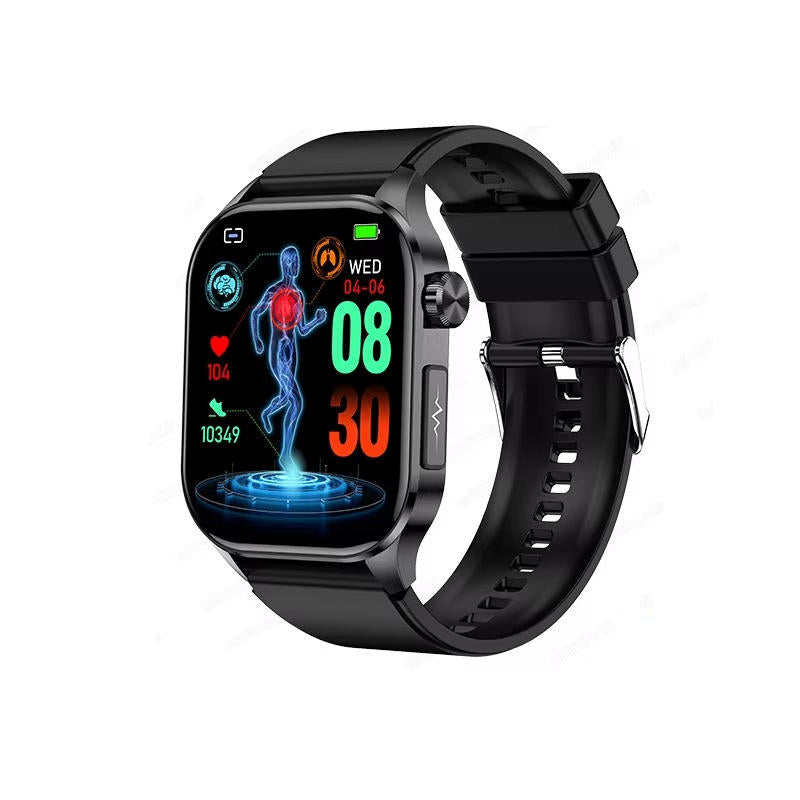 Senior smartwatch med blodtryks- og glukosemåling. Sundhed og sikkerhed for ældre.