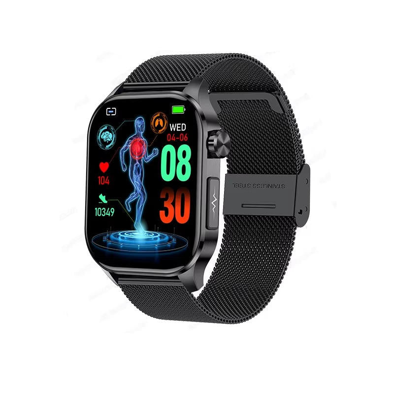 Forebyggende smartwatch til seniorer. Mål blodtryk, glukose, puls for bedre sundhed.
