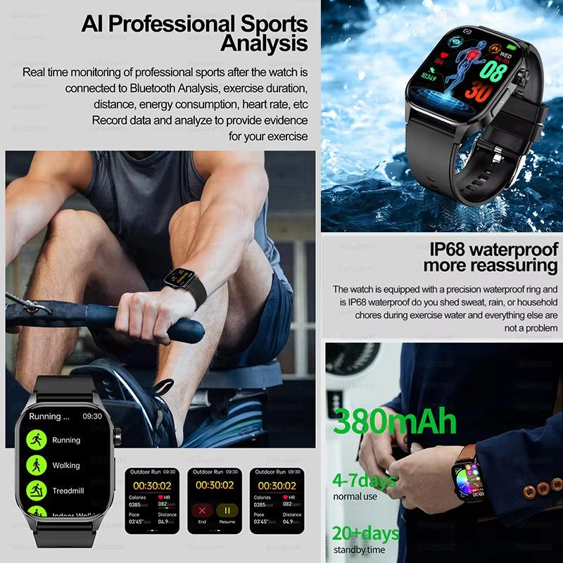 Smartwatch til seniorer: måler puls, ilt, blodtryk og glukose for bedre sundhed.