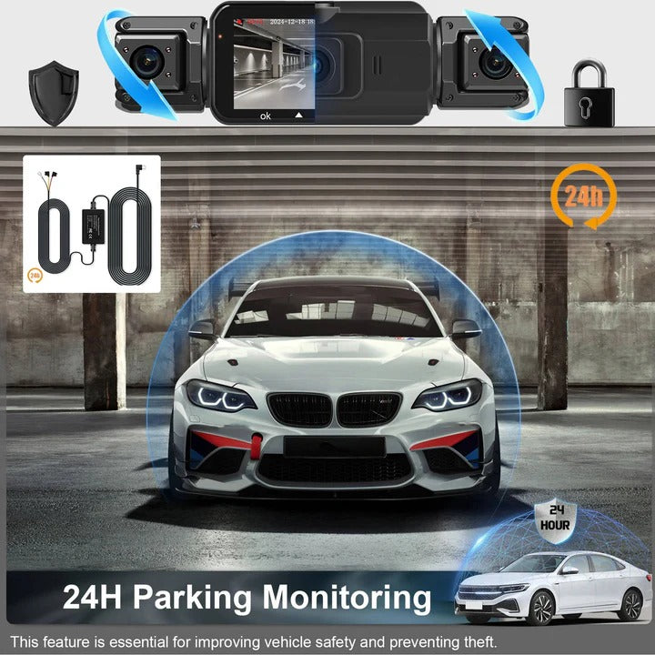 Komplet 360° bilovervågning med SentinelView dashcam, et must-have biltilbehør for tryghed.