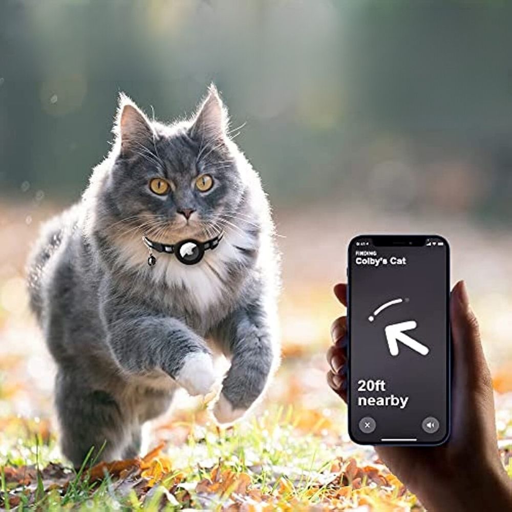 Sikker reflekterende kattehalsbånd med GPS-tracker og quick-release. Ideel til udendørs synlighed om natten.