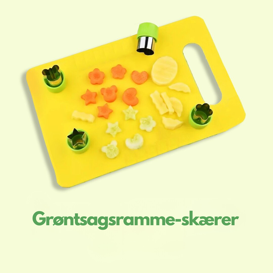 Børneknive og sikre frugtskærere til små kokke. JuniorChef sættet gør grøntsagsskæring sjovt og trygt.
