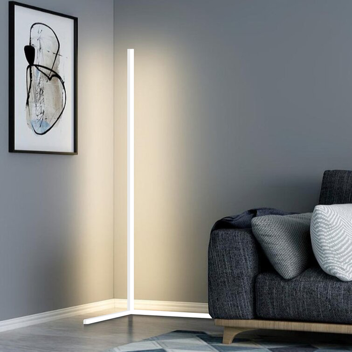 Energivenlig, slank LED-lampe til hjørnet; dæmpbar og moderne stemningsbelysning i hjemmet.