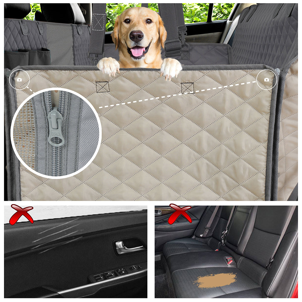Slidstærkt og beskyttende bilsædebetræk til hund, perfekt til bilture med din bedste ven.
