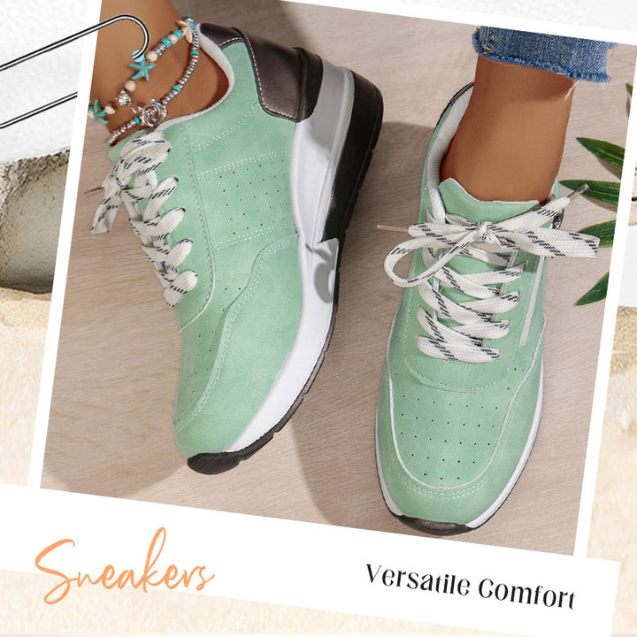 Solaria sneakers til damer, snøresko med trendy design og plateausål.