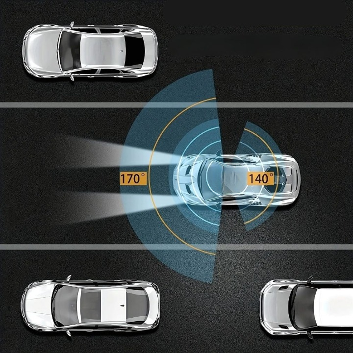 Bil dashcam med multi-vinkel optagelse og parkeringsovervågning for øget bilsikkerhed.